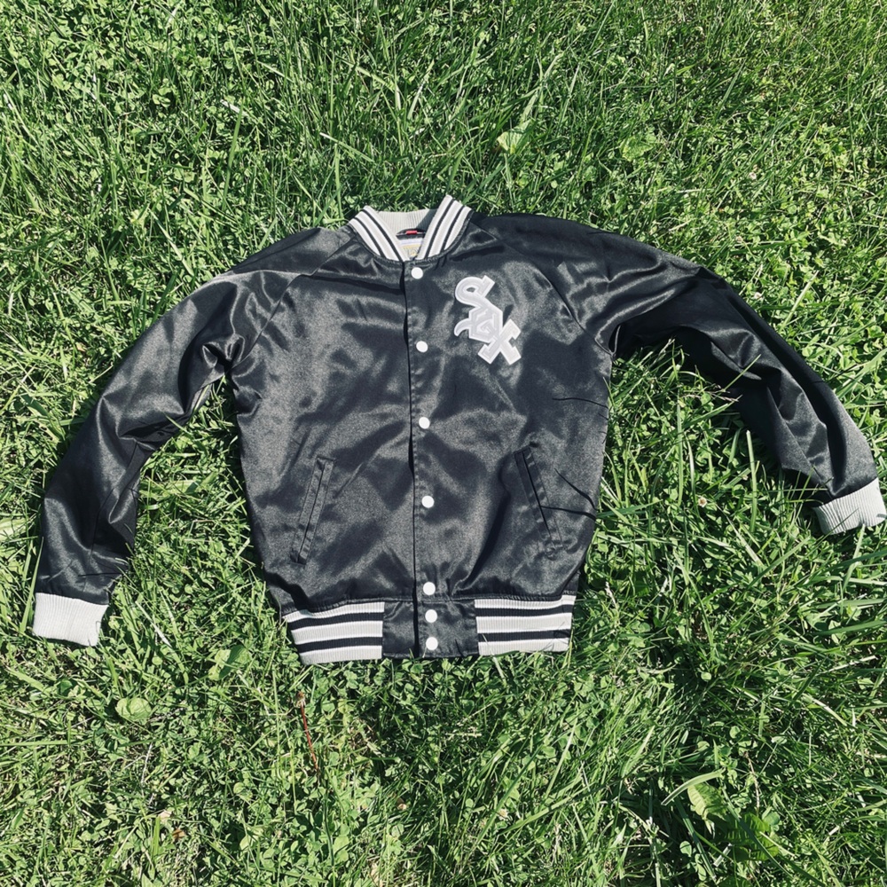 White Sox Mitchell & Ness Black and White Varsity Bomber Jacket Large